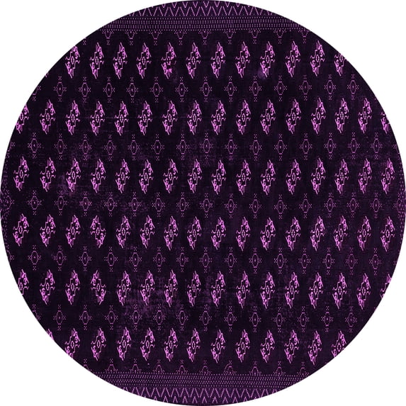 Ahgly Company Indoor Round Abstract Pink Modern Area Rugs, 4' Round