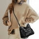 thumbnail image 4 of Bolso de hombro suave lavado para mujer - Bolso cruzado de gran capacidad con varias cremalleras para viajes y uso diario, 25x20x11cm, negro/marrón/blanco, 4 of 6