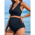 thumbnail image 4 of Sociala Maternity Swimsuit Twist Cutout Front Two Piece Bathing Suit Swimwear High Waist Pregnancy Bikini Sets, 4 of 6