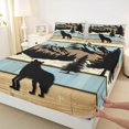 thumbnail image 4 of Manfei Mountain Lake Bed Sheets,Cartoon Wolf Full Size Sheets,Blue Brown,4-Piece,1 Flat Sheet, 1 Fitted Sheet and 2 Pillowcases, 4 of 6