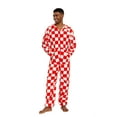 thumbnail image 3 of Xmascoming Onesie Adult Hooded Fleece Pajamas Red White Plaid Size US L, 3 of 4