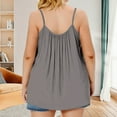 thumbnail image 4 of Olyvenn Fashion Plus Size Tank Tops for Women Summer Fashion Pleated Boho Solid Loose Cami Spaghetti Strap Tunic Blouses Gray XXXXL, 4 of 7