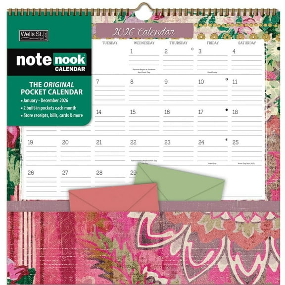 Wells Street by Lang, Patina Vie 2026 Note Nook, 12'' X 12'', 12-Month Calendar with Stapled Binding