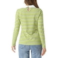 thumbnail image 3 of INSPIRAR CHIC Blusa Casual de Manga Larga para Mujer con Cuello de Muñeca a Rayas Contrastantes y Elástico en la Parte Posterior XS Verde Claro, 3 of 6
