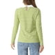 thumbnail image 3 of INSPIRAR CHIC Blusa Casual de Manga Larga para Mujer con Cuello de Muñeca a Rayas Contrastantes y Elástico en la Parte Posterior XS Verde Claro, 3 of 6