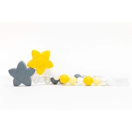 Primo Passi Silicone Pacifier Clip, Baby Pacifier Holder Clip, Grey/Yellow