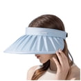 thumbnail image 2 of LIIPEE Women Sun Visor Hats Solid Color Wide Brim Packable High Ponytail Hat Sunscreen Sunshade Beach Hats Protection Caps Female Leisure Weekend Visor Hat,Light Blue,One Size, 2 of 4