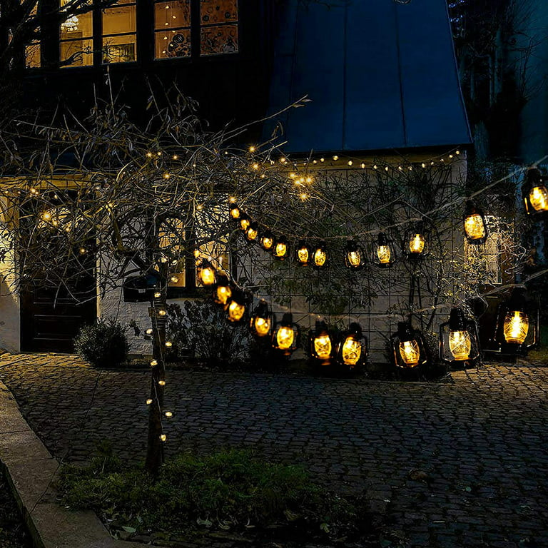 ISHANTECH 20 LED Black Lantern String Lights Mini Kerosene Lamp for Indoor  Outdoor Patio Garden Party Christmas Tree New Year Ramadan Decorations(Warm