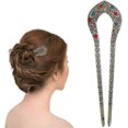 thumbnail image 4 of 2 Pcs Crday Vintage Hair Stick, Crystal Rhinestone Double Prong Hair Pin Stick, 4 of 5