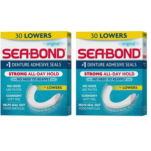 Sellos adhesivos para dentaduras postizas Sea Bond Secure Original, 30 unidades, 2