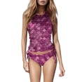 thumbnail image 1 of Swimsuits Women Fish Scale Printed Lace Up Removable Bra Padded Separate Pink Womens Bathing Suits S, 1 of 5