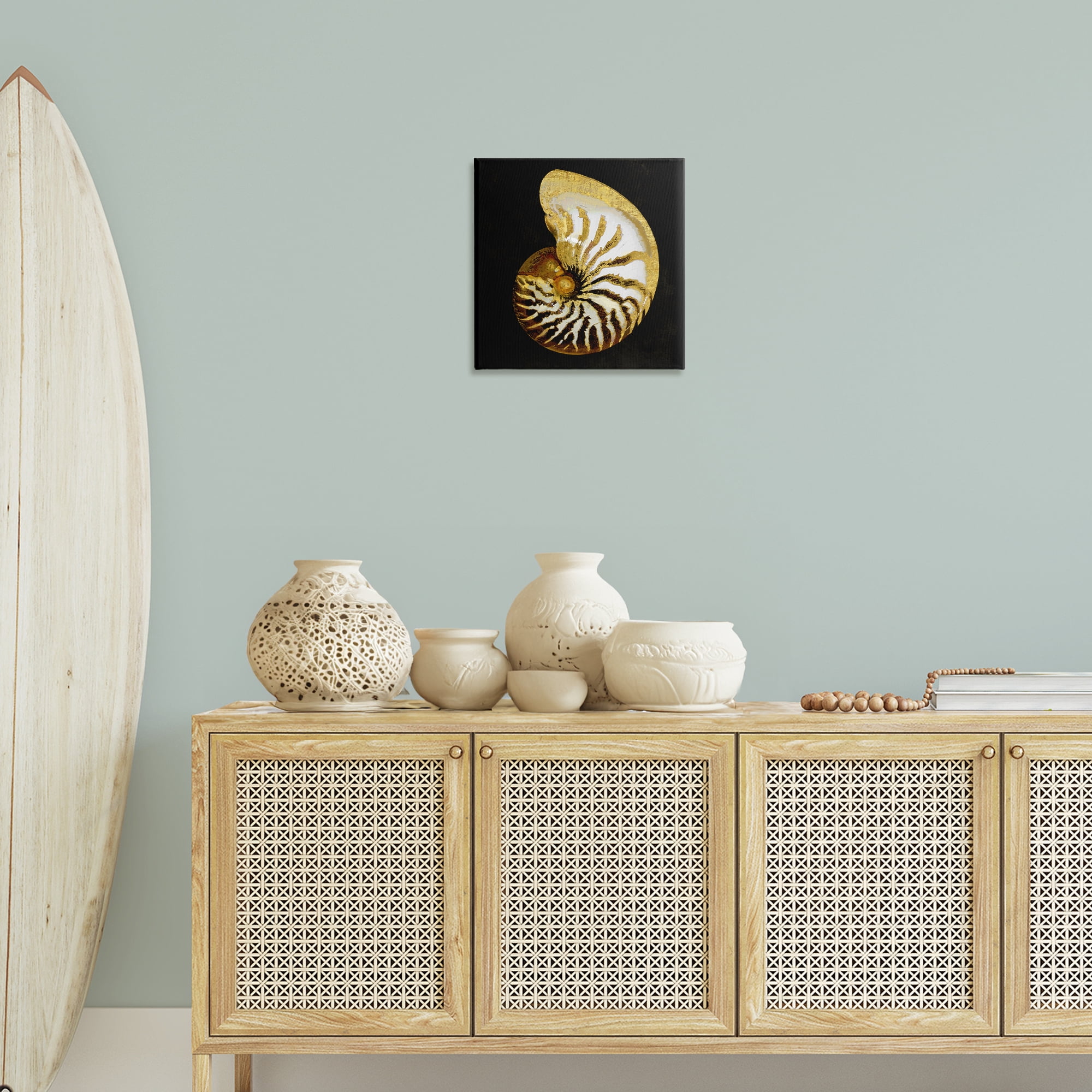 Stupell Industries Spiral Patterned Shell Nautical & Beach Painting Wrapped Canvas Art Print Wall Art, 17 x 17