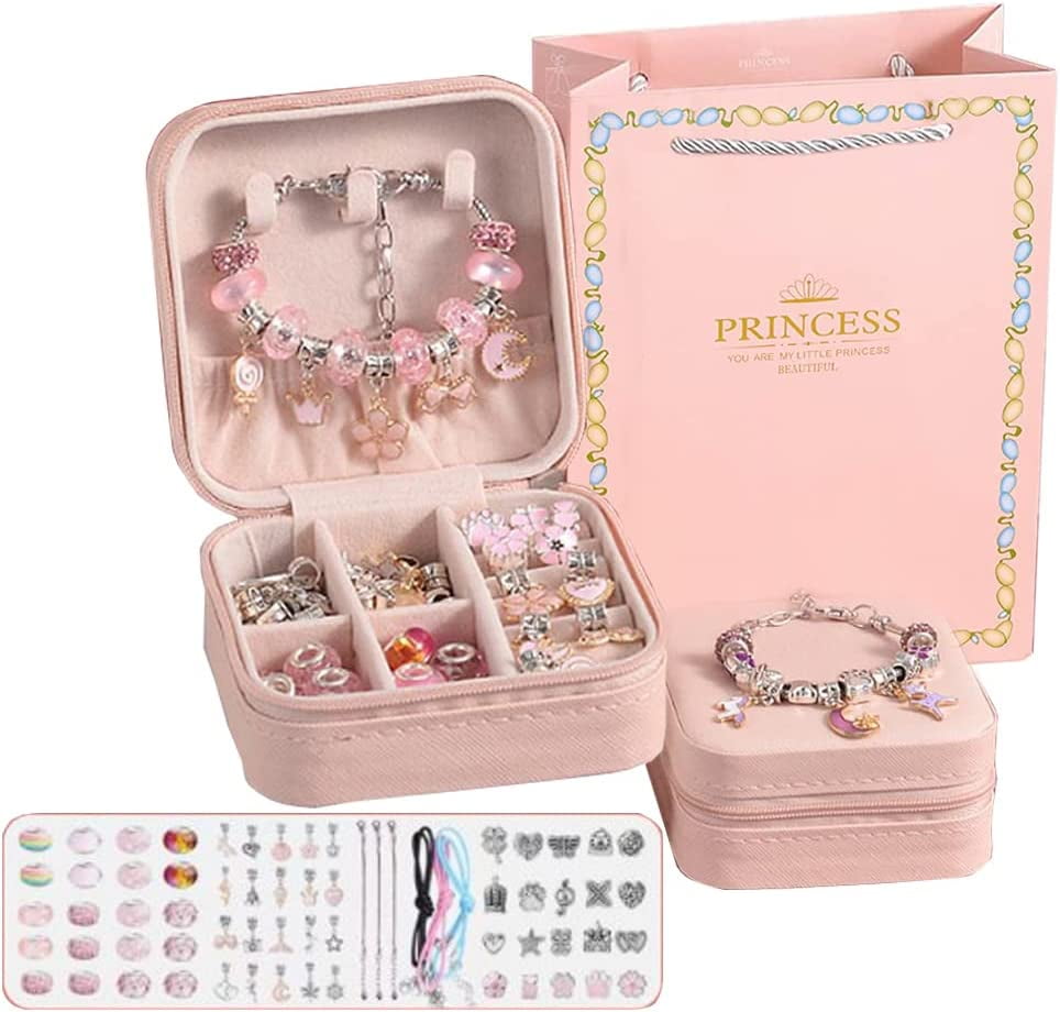 QWZNDZG Charm Bracelet Making Kit, 66 Pcs DIY Jewelry Bracelet Making