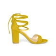 thumbnail image 3 of BLISSFUL STEP Women's Sandals Solid Summer Block Heels Lace up Sandals Yellow 7, 3 of 7