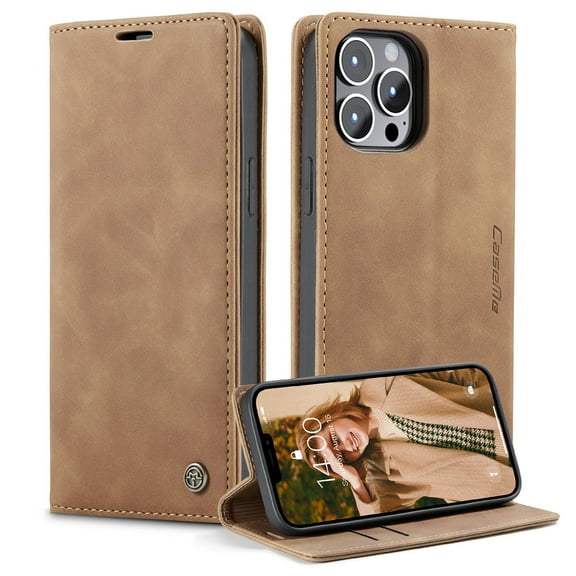 Wallet Case for iPhone 14（6.1"） for Men Women Girls, Kickstand Folio Flip Phone Case with Card Holder for Apple iPhone 14（6.1"） 2022, Brown