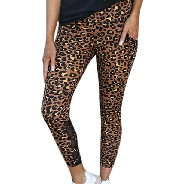 Lallc - Women Leopard High Waist Running Gym Fitness Leggings Pants Casual Yoga Trouser