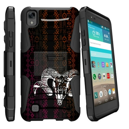 LG K6P, LG X Power, LG F740L Miniturtle® Clip Armor Dual Layer Case Rugged Exterior with Built in Kickstand + Holster - Tribal Ram