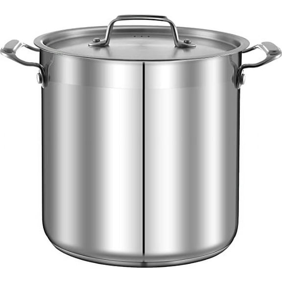 NutriChef 20 Quart Gray Stainless-Steel Cookware Stockpot