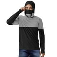 thumbnail image 3 of DDAPJ pyju Mens Sun Hoodie Shirt Color Block Long Sleeve Sun Protection T-Shirts Quick Dry Cooling Hiking Workout Hooded Tops with Mask Gray XXXXL, 3 of 6