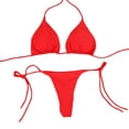 thumbnail image 1 of Traje de Baño Dos Piezas Ygjytge Con Cuello Halter para Mujer Tanga Sexy Sólido Con Cordones Rojo, 1 of 6