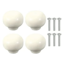 Uxcell 4 Pack Ceramic Cabinet Knobs, 1.3 Inch Round Ceramic Drawer Knob Dresser Pulls with Mounting Screws Knobs Modern Furniture Handles for Kitchen Closet Cupboard, Beige