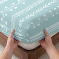 thumbnail image 3 of Queen Size Fitted Sheet Set - Simple Vertical Stripes 3 Piece Bedding Sets 16" Deep Pocket Fitted Sheet with 2 Pillowcases, Summer Coastal Lines Style Blue Green Brushed Microfiber Hotel Bed Sheets, 3 of 9