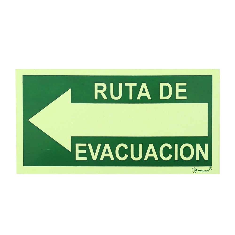 Señal Ruta Evacuación Izquierda 40x20cm KARLEN Ruta de evacuación 1 ...