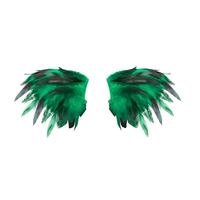 Chal de plumas artificiales, estilo gótico, con capas de plumas, para el hombro Verde