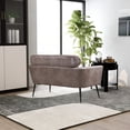 thumbnail image 4 of CLEARANCE! 51"W Classical Loveseat Small Sofa Small Mini Room Couch Two-Seater Sofa With 2 Throw Pillows Black Metal Legs for Small Space Office Studio Apartment Bedroom, Taupe Bronzing Suede, 4 of 9