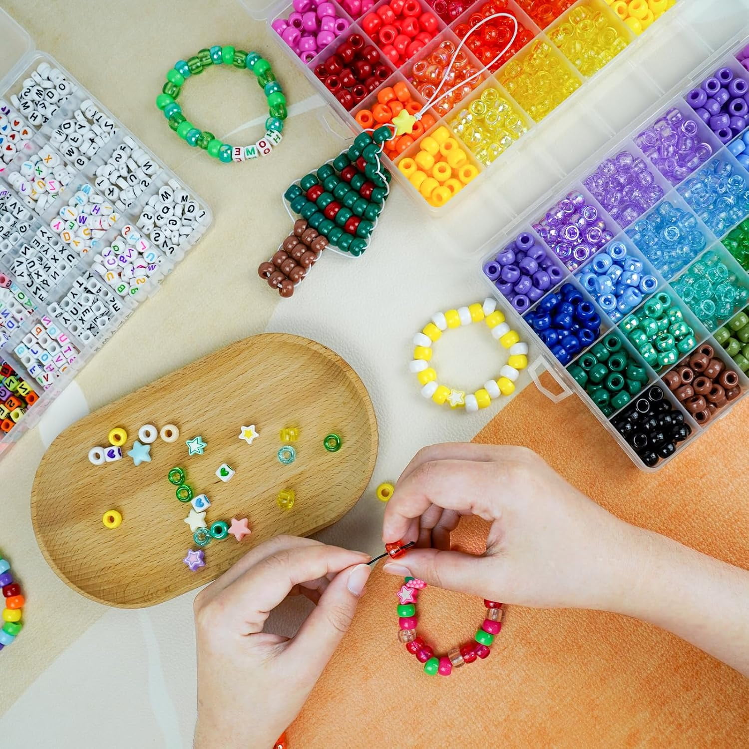 Bracelet Making Kit, Friendship Bracelet Kit 48 Colors Pony Kandi Letter Beads for Jewelry Making, DIY Arts and Crafts Gifts for Girls Age 6-13