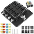thumbnail image 3 of 8 Way Fuse Box Holder Block 32V 100A Blade Fuse Block with Indicator and Cover Waterproof Circuit Fuse Box Dust-Proof Car Marine Fuse Panel for Car Marine RV, 3 of 11