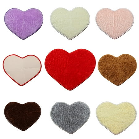 Multi-colors Super Soft Lovely Area Rugs, 20''x16'' Fluffy Shaggy Anti-Skid Doormats Carpet Floor Rugs Heart Shape Decor Mat for Bathroom, Bedroom, Kitchen, Living (Best Material For Kitchen Rug)