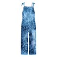 thumbnail image 4 of Conairie Women Bib Overalls Color Block Stretchy Beach Vacation Trendy Jumpsuits Wide Leg Pants Blue L, 4 of 4