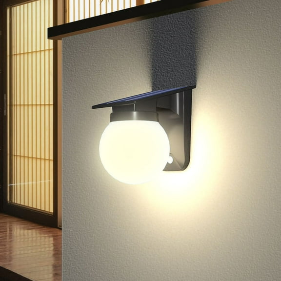 Solar Lights Outdoor Porch Wall Lights, Waterproof Round Outdoor Sconce Lights for House Patio Front Door Entryway - Warm Light