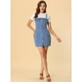 thumbnail image 2 of Unique Bargains Femmes Jean Bouton vers le Bas Réglable Bretelles Denim Jupe, 2 of 5