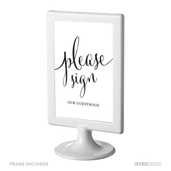 Sign Our Guestbook Black & White Framed Wedding Party Signs