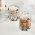 thumbnail image 2 of Yayeee 4 Pack Qtip Holder Bathroom Cotton Swab Canister with Lid Clear Dispenser Set, Pink Geometric, 2 of 6