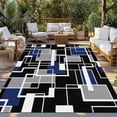 thumbnail image 2 of Navy Blue Black Geometric Outdoor Rug for Patio/Deck/Porch, Non-Slip Large Area Rug 4 x 6 Ft, Modern Color Block Abstract Indoor Outdoor Rugs Washable Area Rugs, Reversible Camping Rug Carpet Runner, 2 of 8