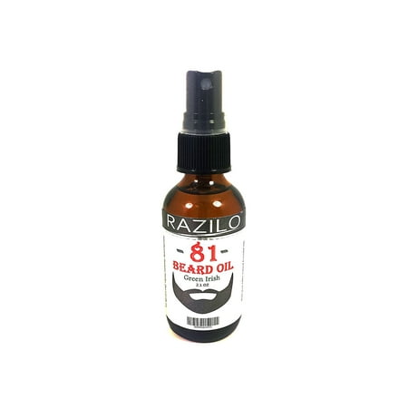 RAZILO 81 Green Irish Beard Oil Spray Bottle for Men. Premium Leave-in Beard & Mustache Conditioner. Enjoy a Clean Scent Oil Blend that Promotes Healthy Hair Growth & Softens Your Skin; 2.1 oz (Best Way To Soften Your Beard)