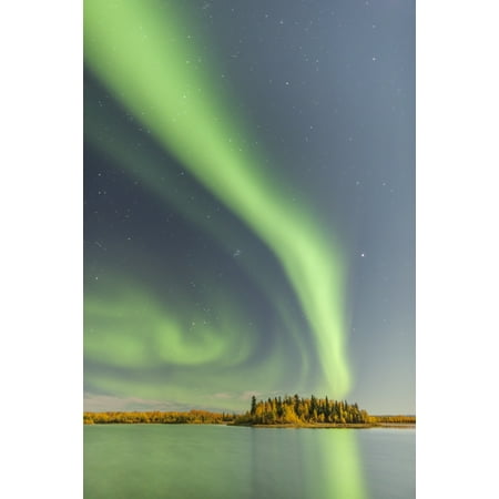 Fall Foliage Reflected In The Water At The Chena Lakes Recreation Area Northern Lights In The Sky Fairbanks Alaska Usa Canvas Art - Kevin Smith  Design Pics (12 x (Best Places To Visit In Fairbanks Alaska)