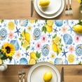 thumbnail image 4 of Burlap Table Runner 70 Inches Long,Summer Sea Stars Shells Lemons Non-Slip Kitchen Table Runners for Dining Room Everyday Use Party Table Decorations Watercolor Flowers, 4 of 9