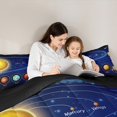 thumbnail image 4 of Manfei Mystic Outer Space Twin Bedding Sets 7-Piece for Kid, Planet Lines Stripes Bedding Comforter Set, Stars Starry Sky Reversible Sheet Sets, Lightweight Room Decor, 4 of 7