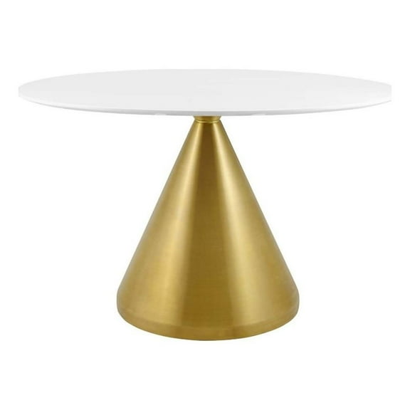 Modway Tupelo 47" Oval Modern Metal/Wood Dining Table in White/Gold