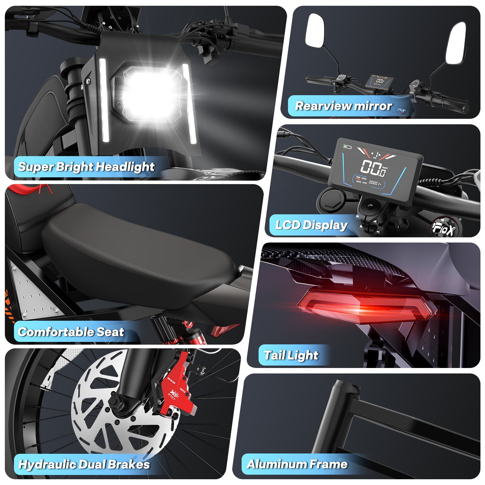Electric Dirt Bike for Adults,Peak 3000W,60V 35AH,Max 100Miles Electric Motorcycle,20’’ Fat Tire ,Full Suspension Mountain Bike UL2849