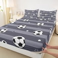 thumbnail image 4 of Erosebridal Geometric Stripes Print Queen Sheet Sets,Soccer Pattern Football Sport Kids Bed Set 4-Piece, 4 of 6