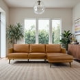 thumbnail image 2 of Isabel Modern Living Room Top Leather Corner Sectional Couch in Tan, 2 of 6
