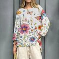 thumbnail image 3 of WZXFASHION T-Shirts Décontractés à Manches 3/4 pour Femmes, Col Rond, Coton, Liquidation, Manches Longues, 3 of 5
