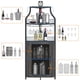 thumbnail image 4 of 61-pulgada de altura dark wood industrial de esquina wine bar gabinete con 5 niveles adjustable estantes glass holder y mesh door para liquor y glasses, 4 of 8