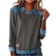 thumbnail image 3 of RKSTN Sweatshirt for Women Oversized Lapel Denim Patchwork Stitching Pullover Sweatshirt Top Womens Casual Plus Size Turndown Collared Loose Long Sleeve T Shirts Trendy Retro Streetwear Sweatshirt, 3 of 10