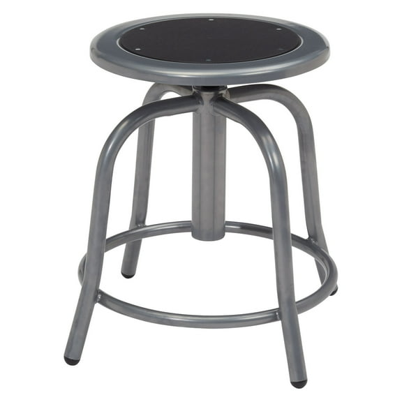 18" - 24" Height Adjustable Swivel Stool, Black Seat and Grey Frame